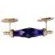 Navy Blue Cut Glass Silver Small Door Handle